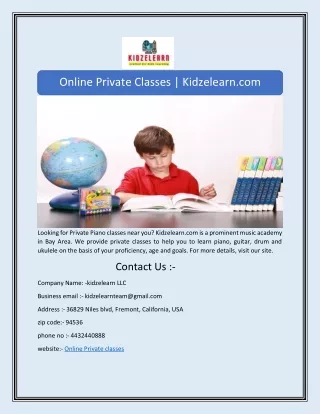 Online Private Classes | Kidzelearn.com