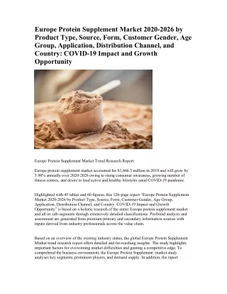 Europe Protein Supplement Market 2020-2026