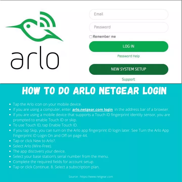 how to do arlo netgear login