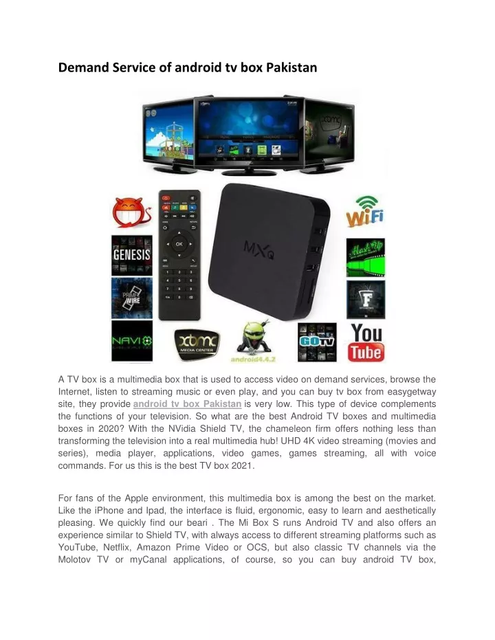 demand service of android tv box pakistan