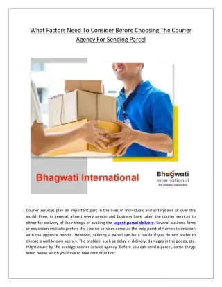What Factors Need To Consider Before Choosing The Courier Agency For Sending Parcel