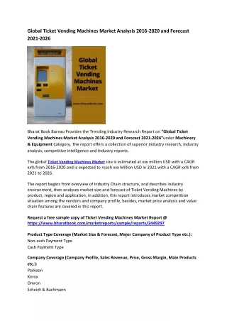 global ticket vending machines market analysis