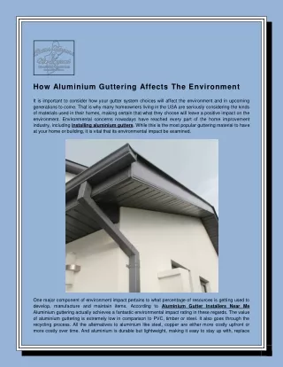 how aluminium guttering affects the environment
