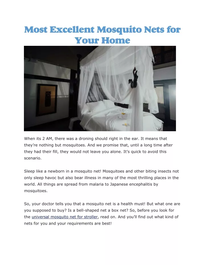 most excellent mosquito nets for your home