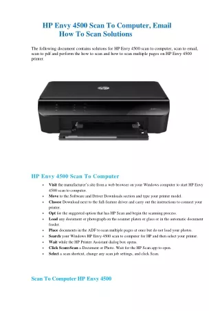 hp envy 4500 scan to computer email how to scan