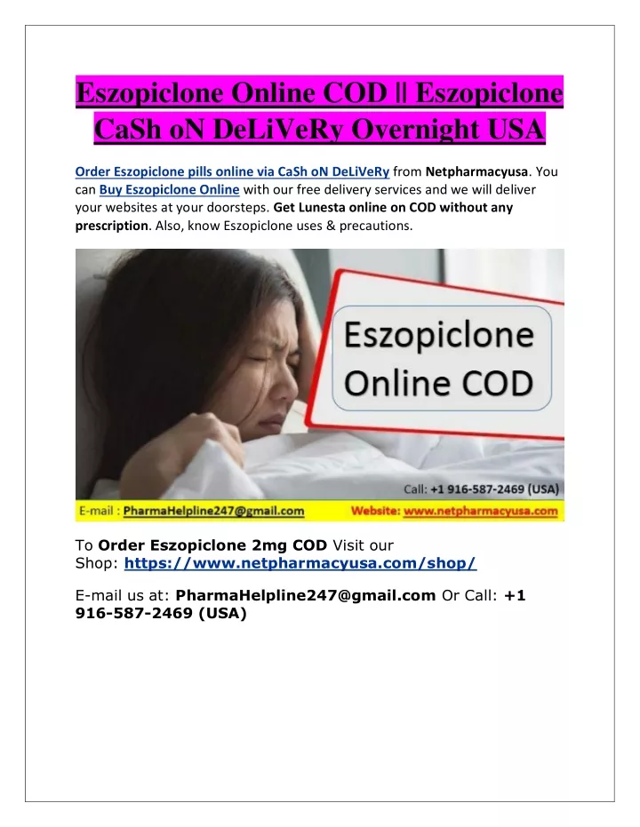 eszopiclone online cod eszopiclone cash