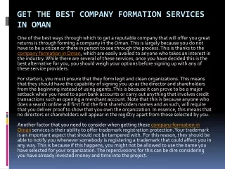 get the best company formation services in oman