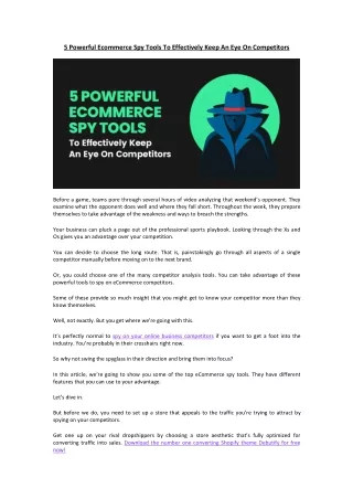 5 powerful ecommerce spy tools to effectively