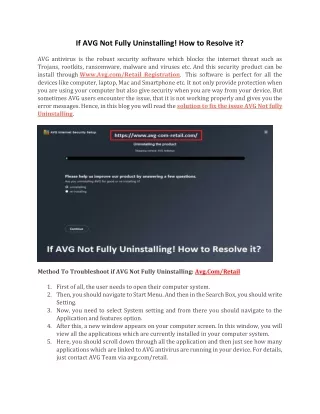 if avg not fully uninstalling how to resolve it
