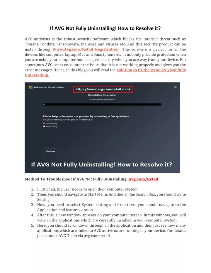if avg not fully uninstalling how to resolve it