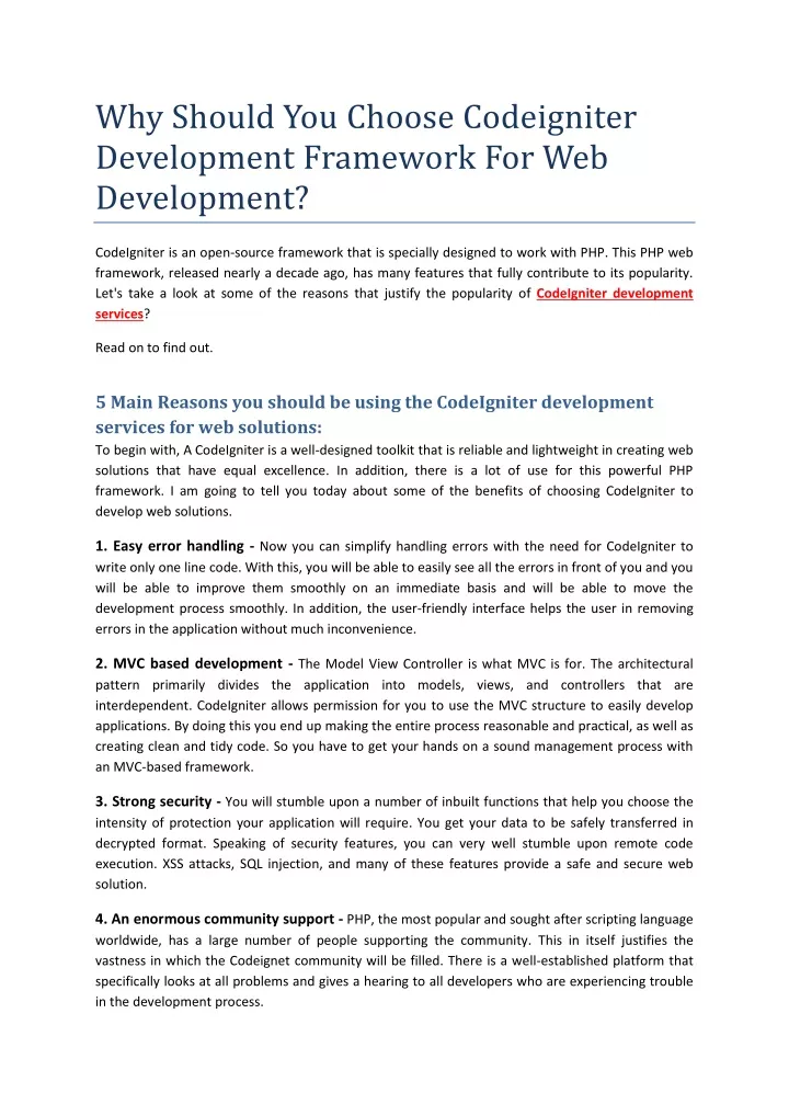 Ppt Why Should You Choose Codeigniter Development Framework For Web Development Powerpoint 0048