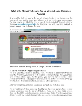 what is the method to remove pop up virus