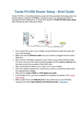 tenda fh1206 router setup brief guide