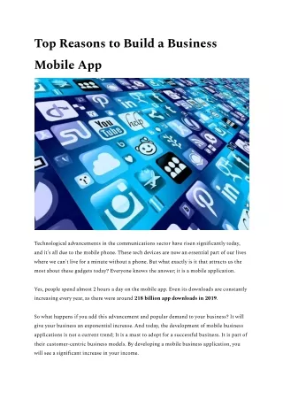 top reasons to build a business mobile app