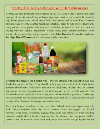 say big no to hypertension with herbal remedies
