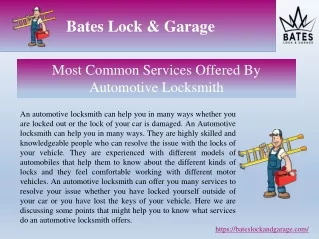 Most Common Services Offered By Automotive Locksmith