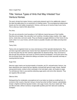 client insight pest title various types of ants