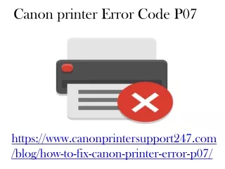 Canon Printer Error Code P07