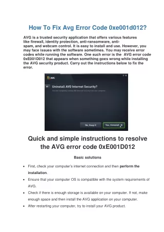 how to fix avg error code 0xe001d012
