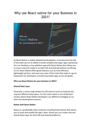 Why use React native for your Business in 2021?