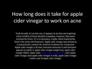 how long does it take for apple cider vinegar to work on acne
