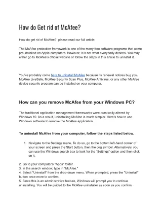 How do Get rid of McAfee?