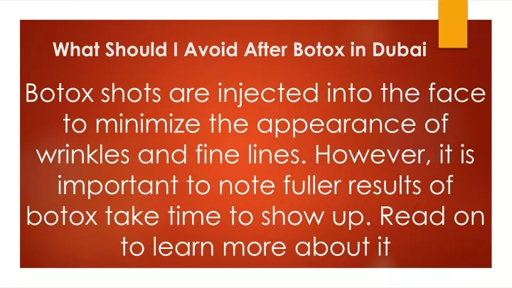 what should i avoid after botox in dubai