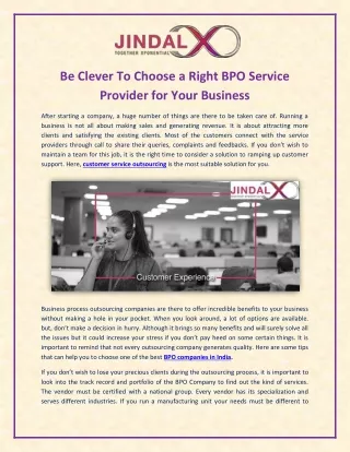 Be Clever to Choose a Right BPO process provider in India for Your Business