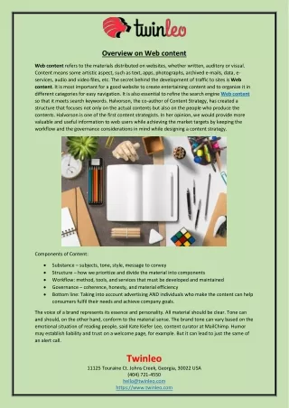 overview on web content