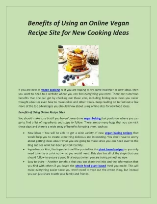 Benefits of Using an Online Vegan Recipe Site for New Cooking Ideas