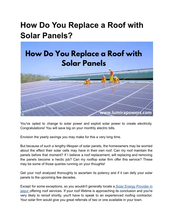 how do you replace a roof with solar panels