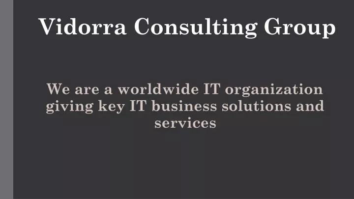 vidorra consulting group