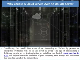why choose a cloud server over an on site server