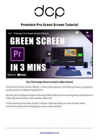 Premiere Pro Green Screen Tutorial