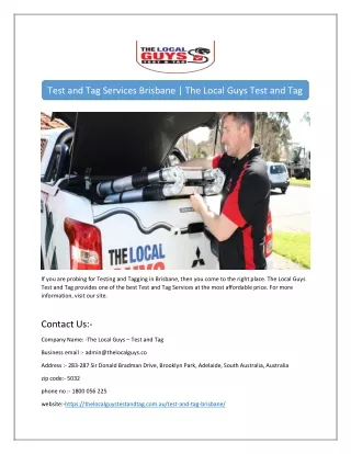 test and tag services brisbane the local guys