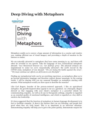 Deep Diving with Metaphors