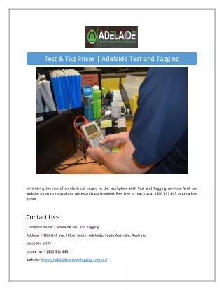 test tag prices adelaide test and tagging