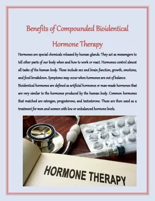 Benefits of Compounded Bioidentical Hormone Therapy