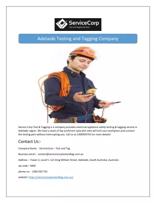 adelaide testing and tagging company
