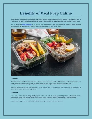 benefits of meal prep online