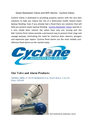 Sewer Backwater Valves and WiFi Alarms | Cyclone Valves