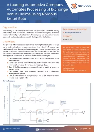 a leading automotive company automates processing