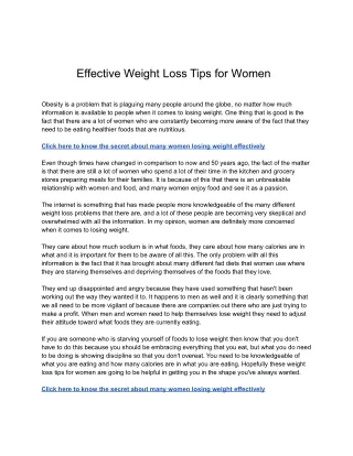 Effective Weight loss tips for women
