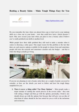 Renting a Beauty Salon – Make Tough Things Easy for You