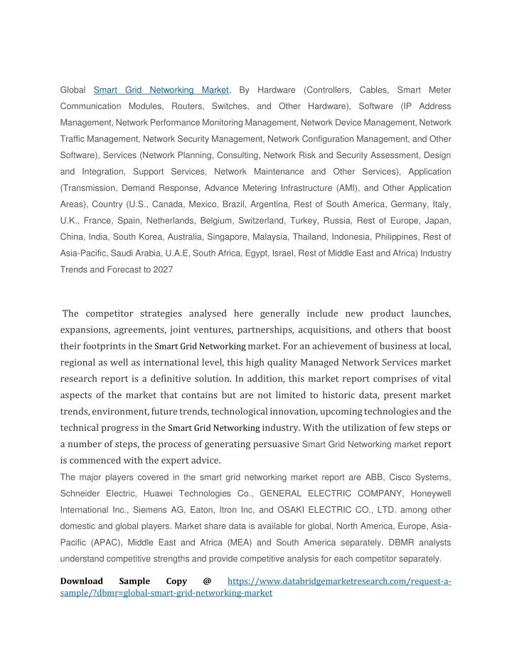 global smart grid networking market by hardware