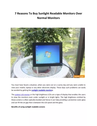 7 reasons to buy sunlight readable monitors over
