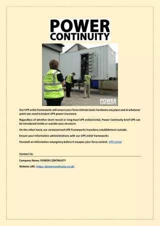 Emergency UPS rental | powercontinuity.co.uk