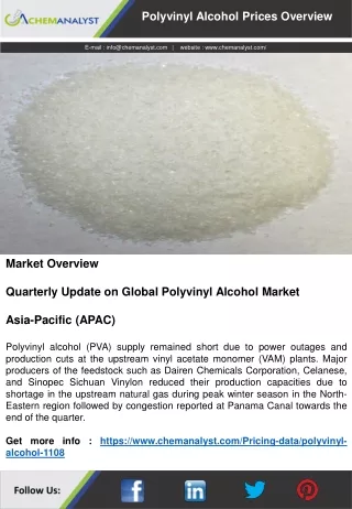 polyvinyl alcohol prices overview