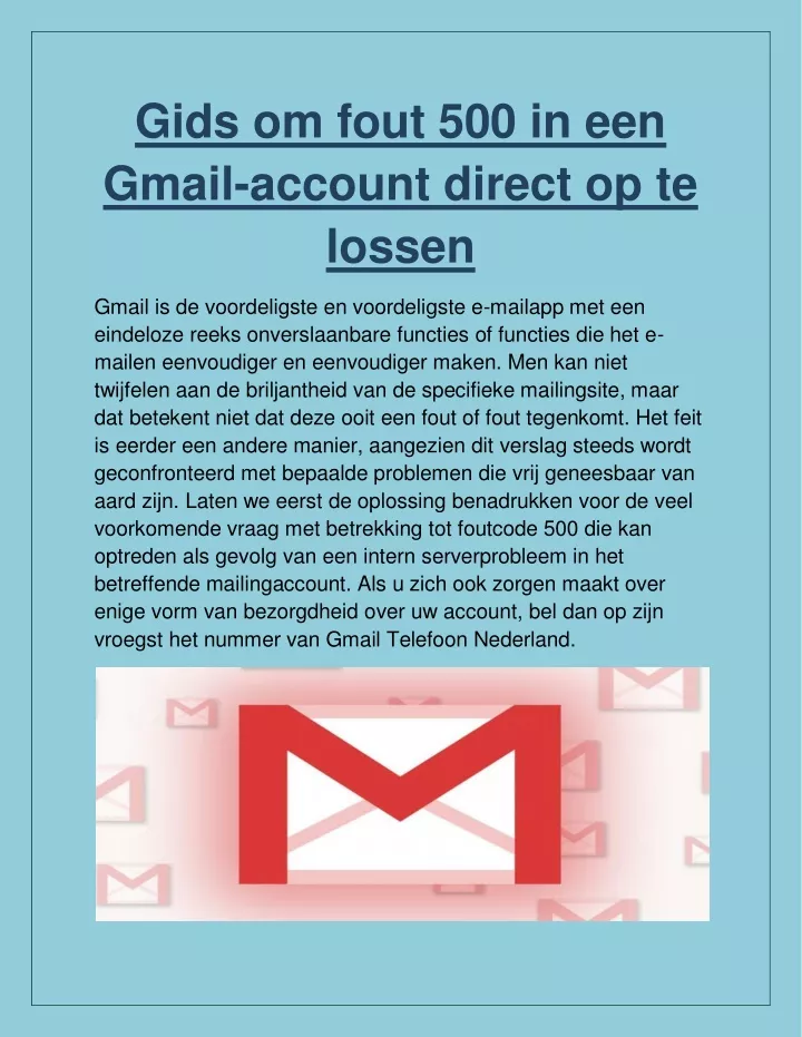 gids om fout 500 in een gmail account direct