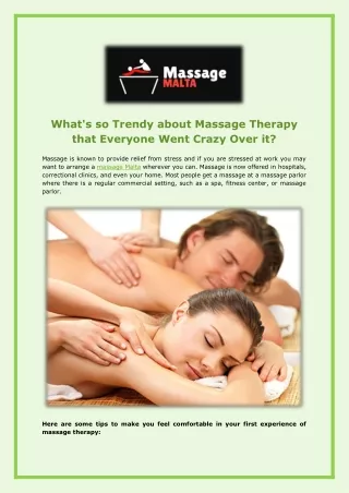 What's so Trendy about Massage Therapy that Everyone Went Crazy Over it?